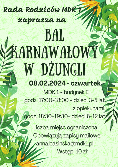Bal karnawalowy w dżungli - plakat