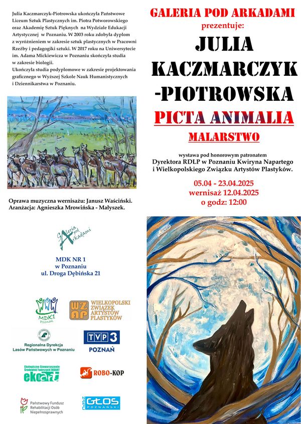 Wernisaż i spotkanie z artystką panią Julią Kaczmarczyk-Piotrowską - plakat informacyjny